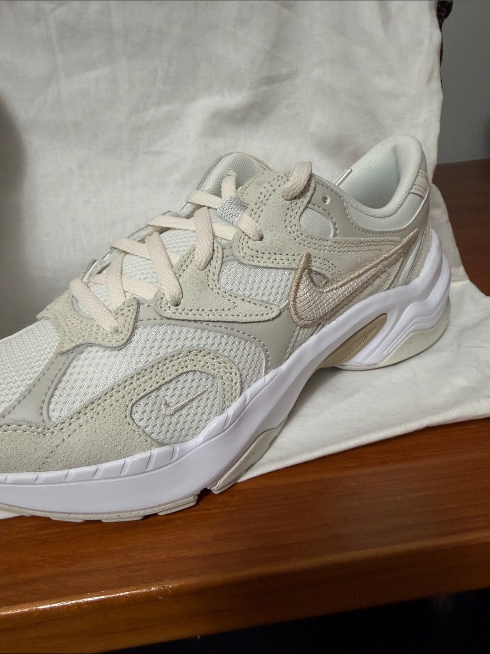 Nike Light Cream/White Women's Running Sneakers - Picture 3 of 6